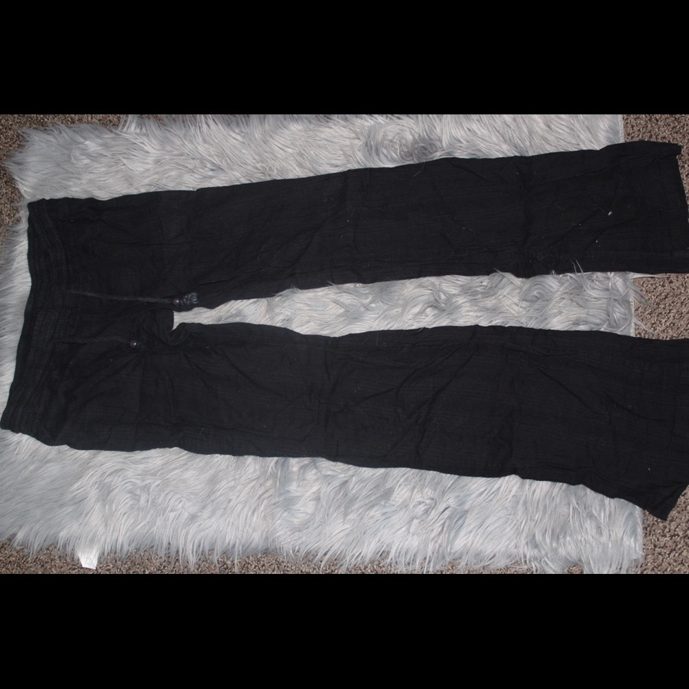 Black flowy linen pants